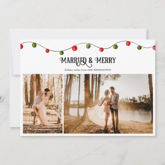 結婚した&スクリプメリートのクリスマスシンプル写真 シーズンカード (正面)