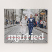 結婚した |ニューリ結婚ウィズの写パーソナライズされた真 ジグソーパズル (横)