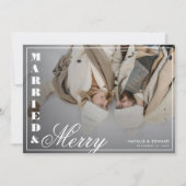 結婚した&フォトメリーヴィンテージプレイドのクリスマス シーズンカード (正面)