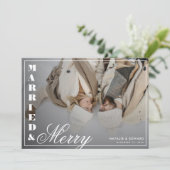 結婚した&フォトメリーヴィンテージプレイドのクリスマス シーズンカード (スタンド正面)