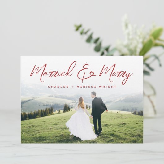 結婚した&ブメリーラシScriptクリスマスフルフォト シーズンカード (スタンド正面)