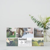 結婚した&ホリ結婚ーの5つの写真コラージュ シーズンカード (スタンド正面)