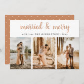 結婚した&メリーお洒落 | 3フォトホリデー シーズンカード (正面/裏面)
