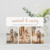結婚した&メリーお洒落 | 3フォトホリデー シーズンカード (スタンド正面)