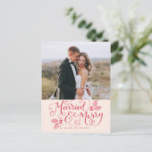 結婚した&メリークリスマスの手書き写真 ポストカード (スタンド正面)