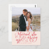 結婚した&メリークリスマスの手書き写真 ポストカード (正面/裏面)