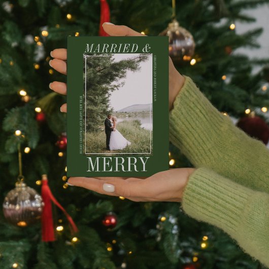 結婚した&メリークリスマスハッピーホリデーズ写真 シーズンカード