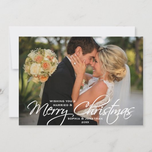 結婚した&メリークリスマスハンドレター写真 シーズンカード (正面)