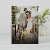 結婚した&メリークリスマスフォイルホリデーカード 箔シーズンカード (立ち正面)