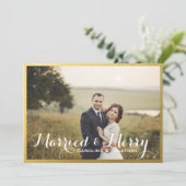 結婚した&メリークリスマスホリデーフォト金ゴールドフレーム シーズンカード (スタンド正面)
