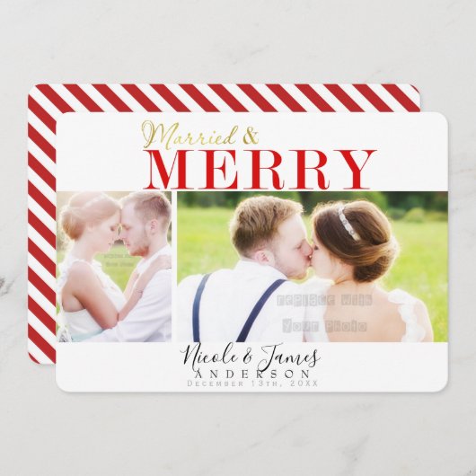 結婚した&メリークリスマスホリデー2写真写真 招待状 (正面/裏面)