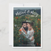 結婚した&メリーモダンChistmasフォトホワイト シーズンカード (正面)