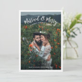 結婚した&メリーモダンChistmasフォトホワイト シーズンカード (スタンド正面)