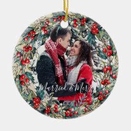結婚した& メリー初めてのクリスマスツリーオーナメント セラミックオーナメント