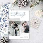 結婚した&メリー素朴ブルー新入写真コラージュ シーズンカード