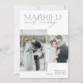 結婚した&メリー素朴ブルー新入写真コラージュ シーズンカード (正面)