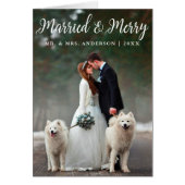 結婚した&メリー結婚のクリスマスフォト折り畳みカード (正面)