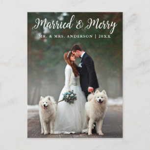 結婚した&メリー結婚のクリスマス写真LW ポストカード