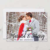 結婚した&メリー結婚の写真クリスマスカードB 招待状 (正面)