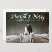 結婚した&メリー結婚の写真クリスマスカードW 招待状 (正面/裏面)