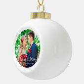 結婚した&メリー結婚の写真クリスマスW セラミックボールオーナメント (右)
