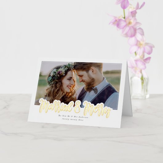 結婚した&メリー結婚の写真実在 箔シーズンカード (蘭)