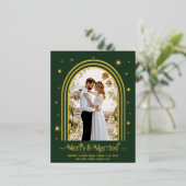 結婚した&メリー結婚のAnnouncement Foilはがき 箔シーズンポストカード (立ち正面)