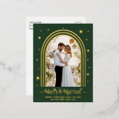 結婚した&メリー結婚のAnnouncement Foilはがき 箔シーズンポストカード (正面/裏面)