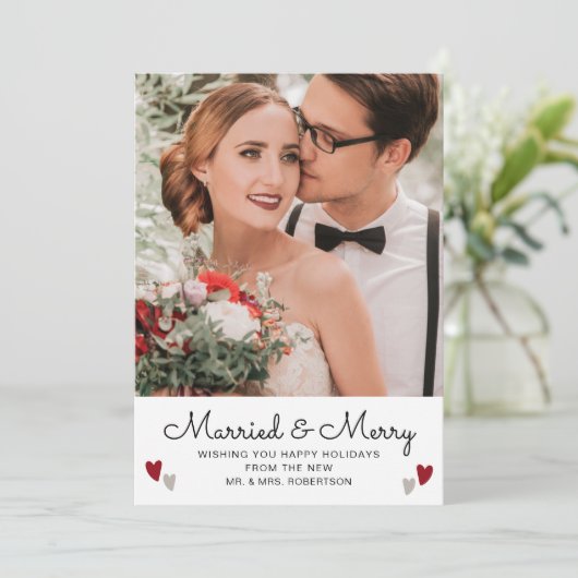 結婚した&メリー結婚クリスマスの写真ハート (スタンド正面)