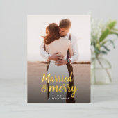 結婚した&メリー結婚s Thank you Christmas Photo 箔シーズンカード (立ち正面)