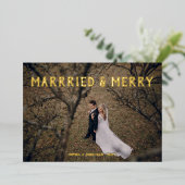 結婚した&メリー金ゴールドフォイルサンキューカード 箔シーズンカード (立ち正面)