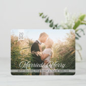 結婚した&メリー |の結婚Script Holiday Photo シーズンカード (スタンド正面)