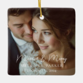 結婚した&メリー!エレガント，シュンペル，写真 セラミックオーナメント (正面)