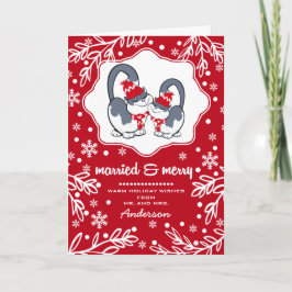 結婚した&メリー.クリスマスおもしろいカードを子猫 シーズンカード
