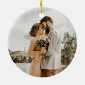 結婚した&メリー・クリスマスリースの結婚写真 セラミックオーナメント (裏面)