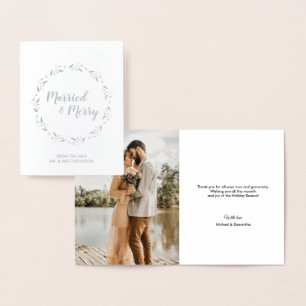 結婚した&メリー・クリスマスリースの結婚写真 箔カード