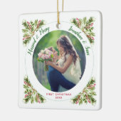 結婚した&メリー |初めてのクリスマス写真 セラミックオーナメント (左)
