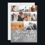 結婚した&メリー-数々のPhoto Clissmas Collage chal シーズンカード<br><div class="desc">祝初めてのクリスマスの皆さ結婚したんは、このホリデーカードを使って、「スタイリッシュオリジナル」と「レタリング」を使って、「結婚した」とは、ハンプリーの実を描いたものです。8枚の写真のコラージュが写真を紹介し、ハイライトお気に入りの表示。新婚夫婦結婚したが祝祭日のお知らせや結婚サンキューカードに使うのにのまわりに最適だ。このデザインはコレクションの一部で、色、レイアウト、お違うよび形式で使用できます。</div>