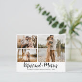 結婚した&メリー | 新しいモダン写真のスクリプト ポストカード (スタンド正面)