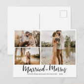 結婚した&メリー | 新しいモダン写真のスクリプト ポストカード (正面/裏面)