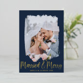 結婚した&ラグジュアリーメリー金ゴールドクリスマス 箔シーズンカード (立ち正面)