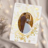結婚した&ワイルドフラワーメリーのクリスマスフォト金ゴールド 箔シーズンカード
