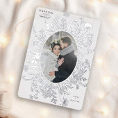 結婚した&ワイルドフラワーメリークリスマスフォトシルバー 箔シーズンカード