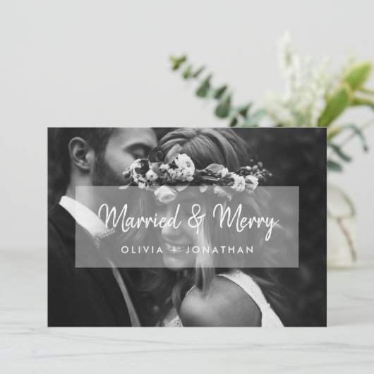 結婚した |写真と白のスクリプトオーバーレイ シーズンカード (スタンド正面)