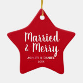 結婚した&新メリー婚クリスマスレッドスター セラミックオーナメント (裏面)