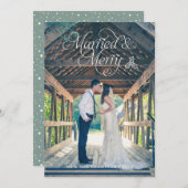 結婚した&新メリー婚フォトホリデーカードグリーン シーズンカード (正面/裏面)