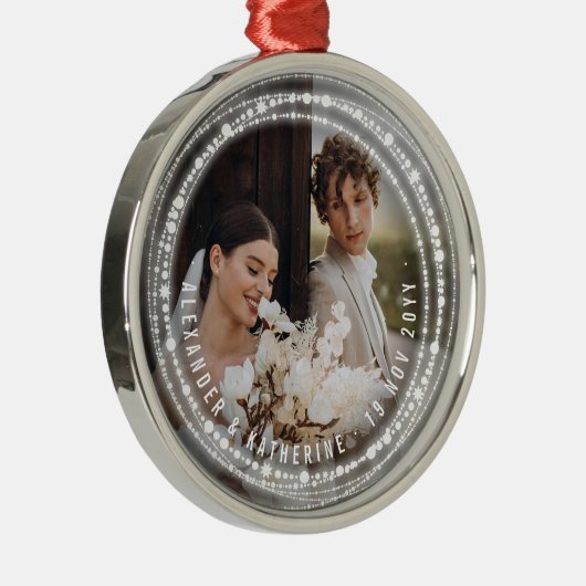 結婚した&明るいキラキラの写真クリスマス1回目 メタルオーナメント (右)