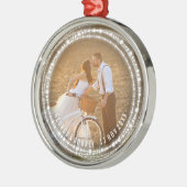 結婚した&明るいキラキラの写真クリスマス1回目 メタルオーナメント (左)