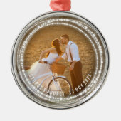 結婚した&明るいキラキラの写真クリスマス1回目 メタルオーナメント (正面)