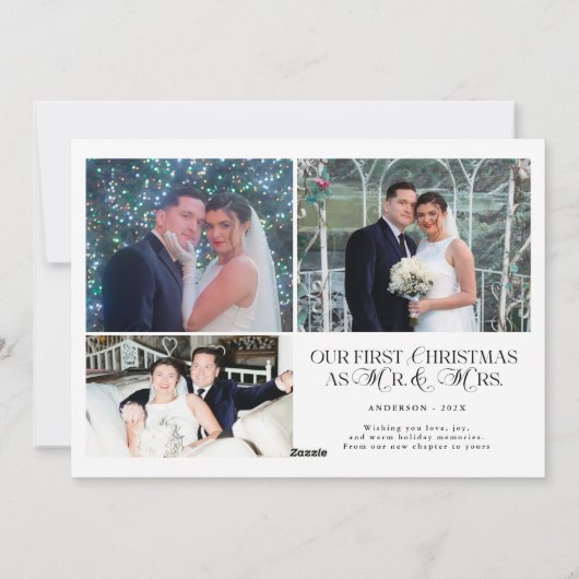 結婚した&明るい写真新婚カップルのクリスマス シーズンカード (裏面)